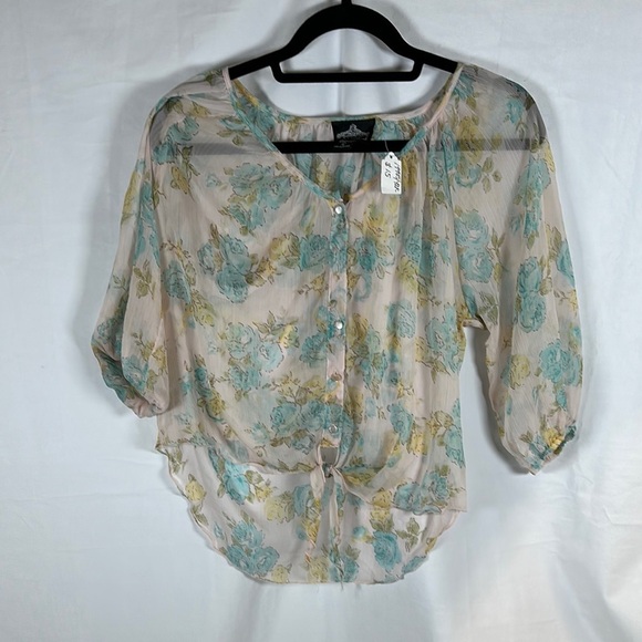 Angie Tops - Angie multicolored puff sleeve blouse with ruffled style features Y2K